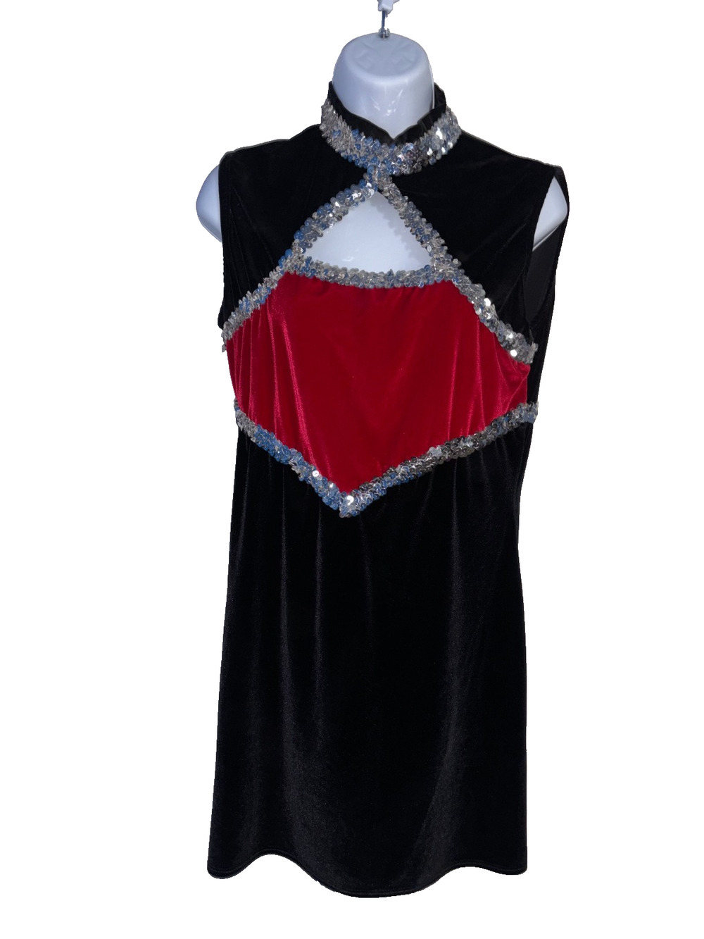 Vintage Algy Dance Performance Costume Dress XL Junior Color Guard Velvet Sequin